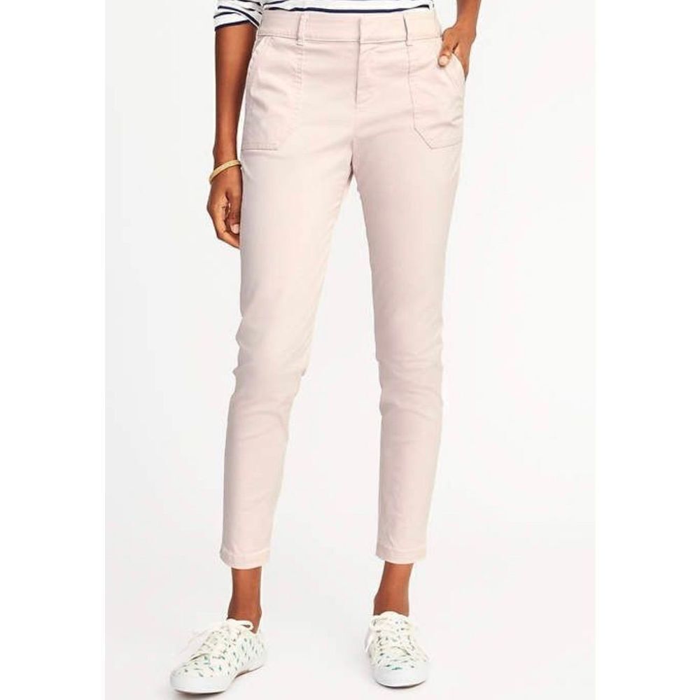 Old Navy Womens Chino Pants Stretch Mid Rise Pixie Pocket Slim Leg Pink Size 4